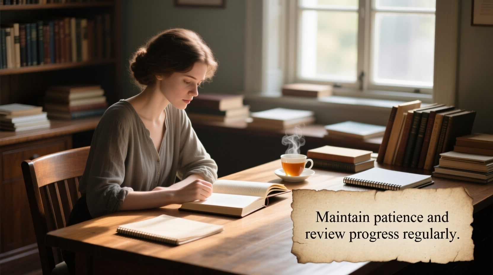 Maintain patience and review progress regularly.